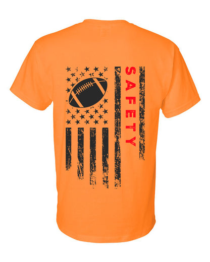 SAFETY /U.S.A. FLAG T-Shirt - ADULT Red Lettering/Black Flag