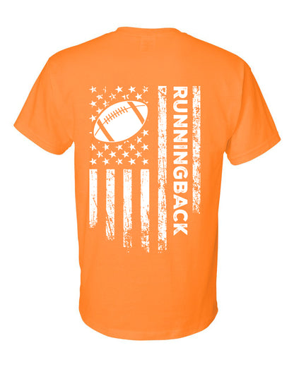 RUNNINGBACK /U.S.A. FLAG T-Shirt - ADULT White Lettering/White Flag