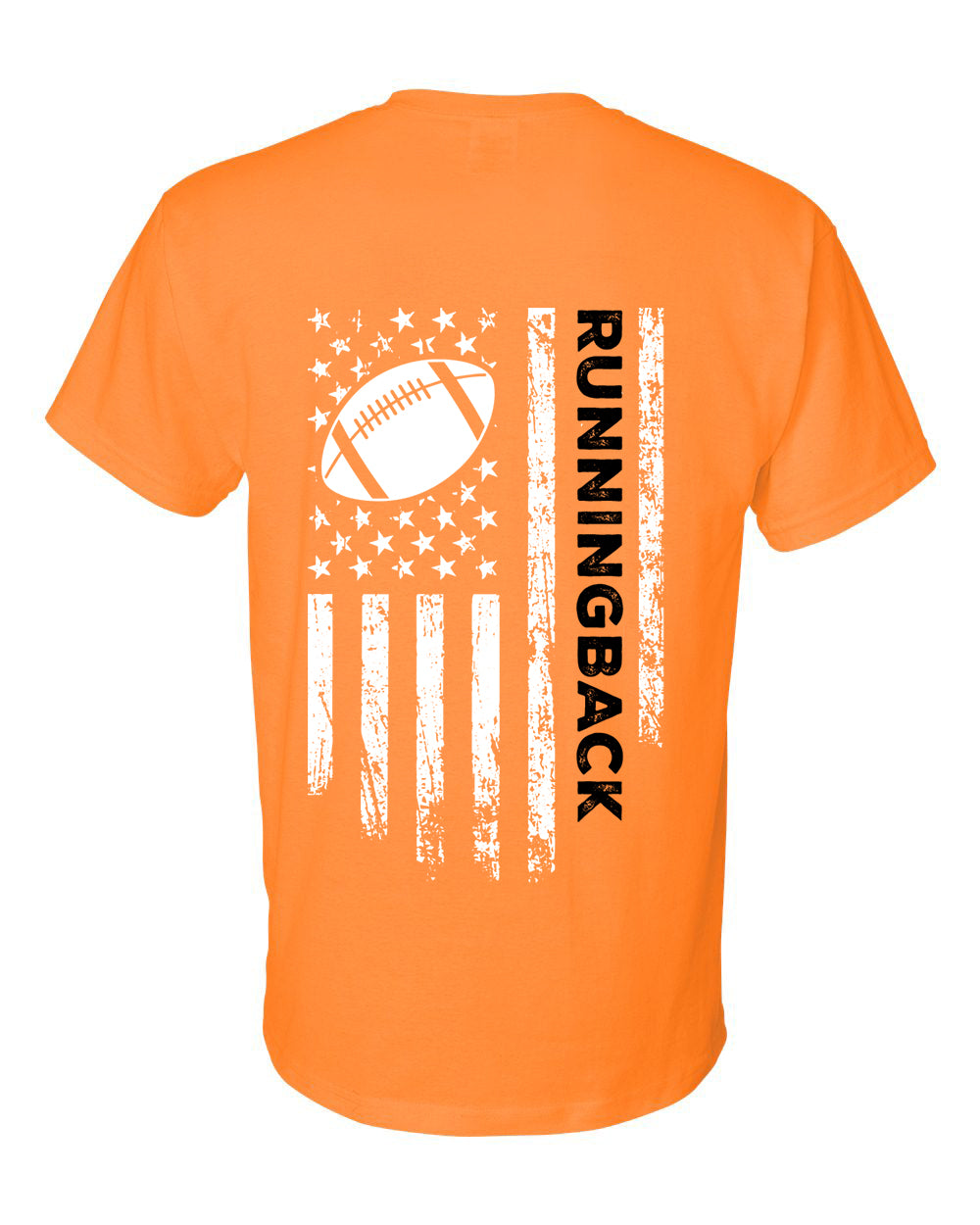 RUNNINGBACK /U.S.A. FLAG T-Shirt - ADULT Black Lettering/White Flag