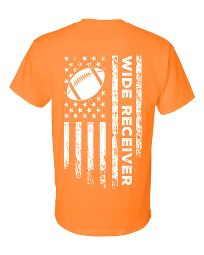WIDE RECEIVER/U.S.A. FLAG T-Shirt - ADULT White Lettering/White Flag