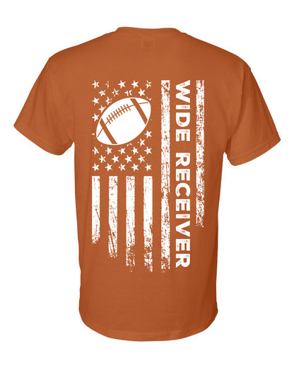 WIDE RECEIVER/U.S.A. FLAG T-Shirt - ADULT White Lettering/White Flag