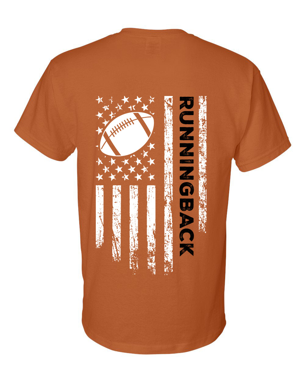 RUNNINGBACK /U.S.A. FLAG T-Shirt - ADULT Black Lettering/White Flag