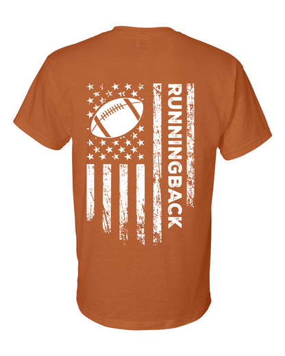 RUNNINGBACK /U.S.A. FLAG T-Shirt - ADULT White Lettering/White Flag