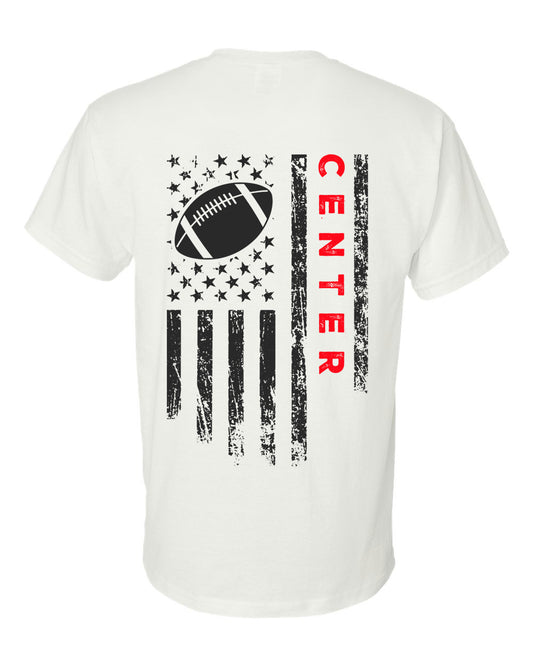 CENTER /U.S.A. FLAG T-Shirt - ADULT Red Lettering/Black Flag