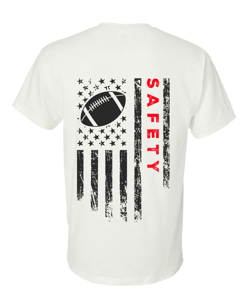 SAFETY /U.S.A. FLAG T-Shirt - ADULT Red Lettering/Black Flag