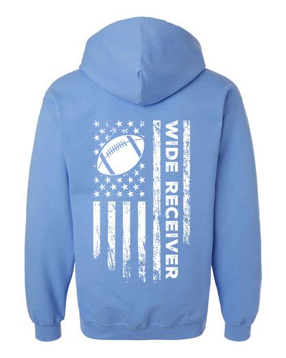 WIDE RECEIVER /U.S.A. FLAG HOODIE - ADULT WHITE Lettering/ WHITE Flag