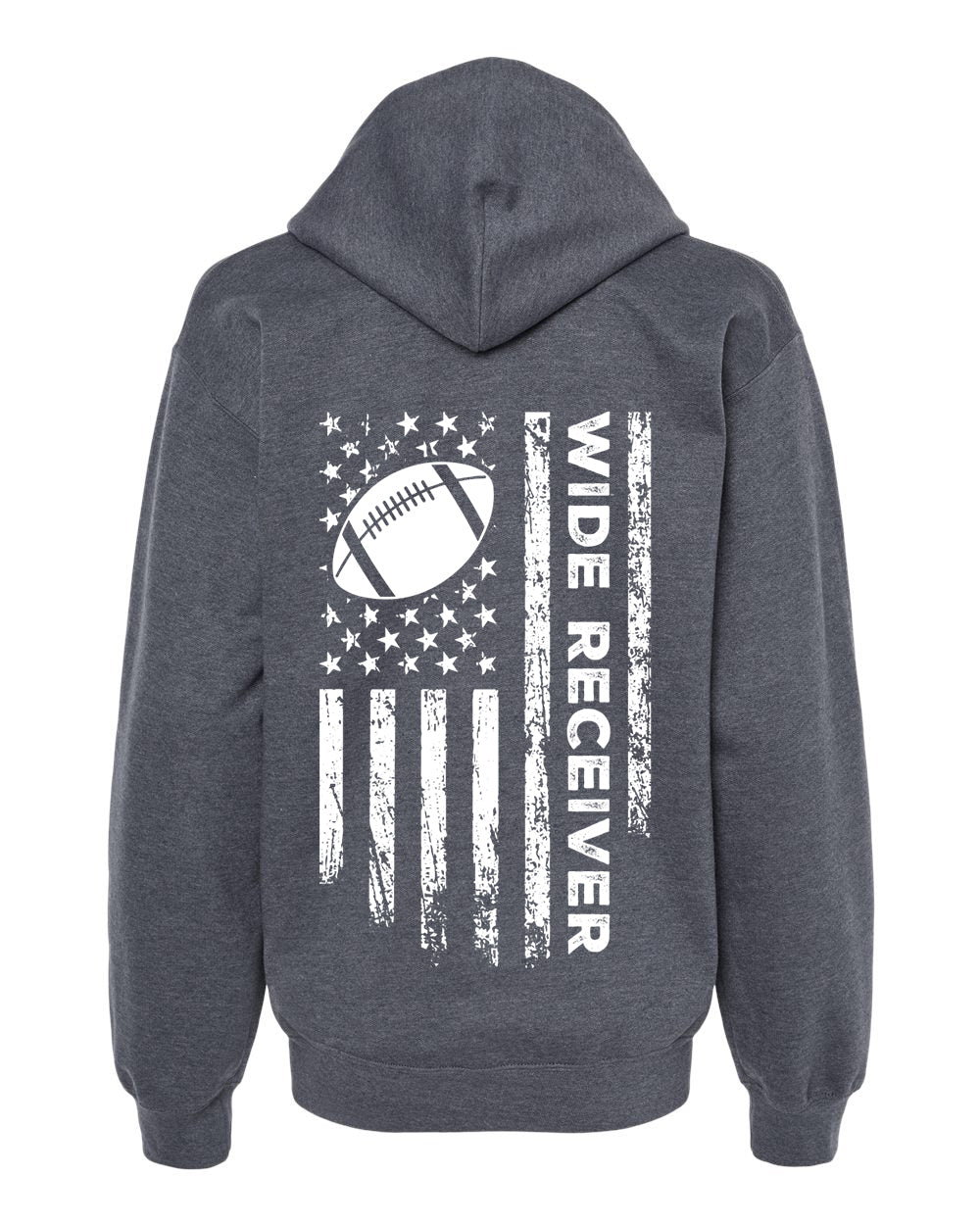 WIDE RECEIVER /U.S.A. FLAG HOODIE - ADULT WHITE Lettering/ WHITE Flag