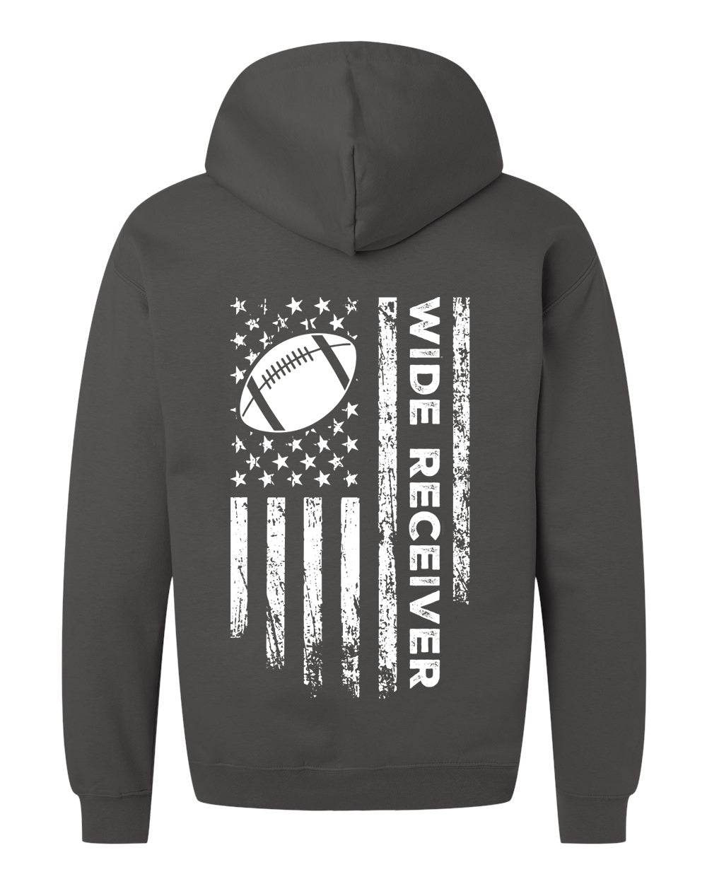WIDE RECEIVER /U.S.A. FLAG HOODIE - ADULT WHITE Lettering/ WHITE Flag
