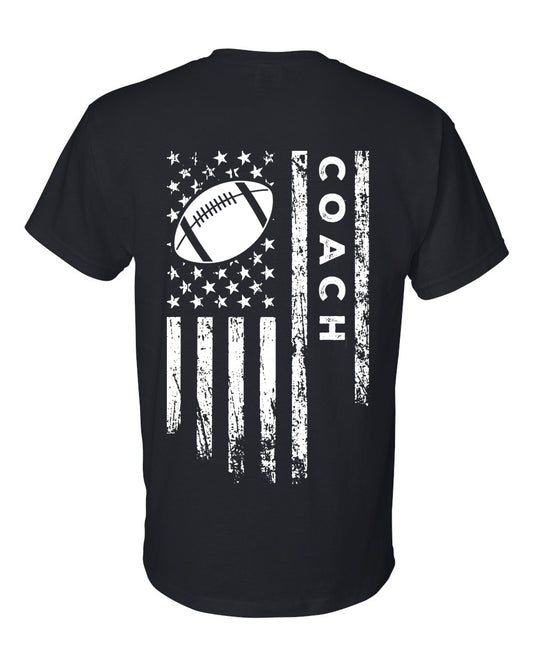 COACH /U.S.A. FLAG T-Shirt - ADULT White Lettering/White Flag