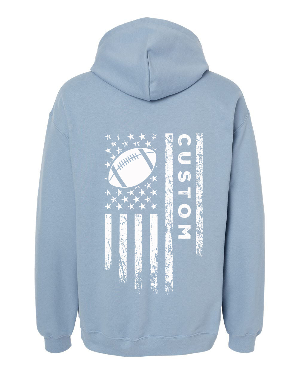 CUSTOM/U.S.A. FLAG HOODIE - ADULT White Lettering/ White Flag
