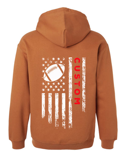 CUSTOM/U.S.A. FLAG HOODIE - ADULT Red Lettering/ White Flag